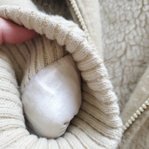 Vintage wool blend zip up striped oversized bomber jacket sherpa lined - Picture 12 of 14